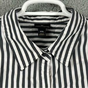 Worthington Black and White Vertical Stripe Button-Down Shirt